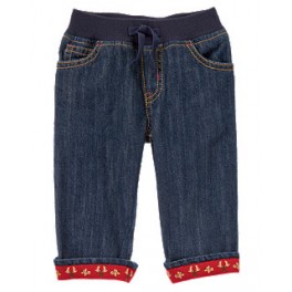 calça jeans com elastico na cintura e na barra