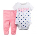 Conjunto Carter´s 2 Pçs - Body regata e Calça - Marfim Pink - 6 Meses