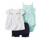 Conjunto Carter´s 3 Pçs - Body, Shorts,  Bata - Menina - Branco - 6 meses