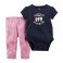 Conjunto Carter´s 2 Pçs - Body  e Calça - Marfim Sorvete - 6 Meses